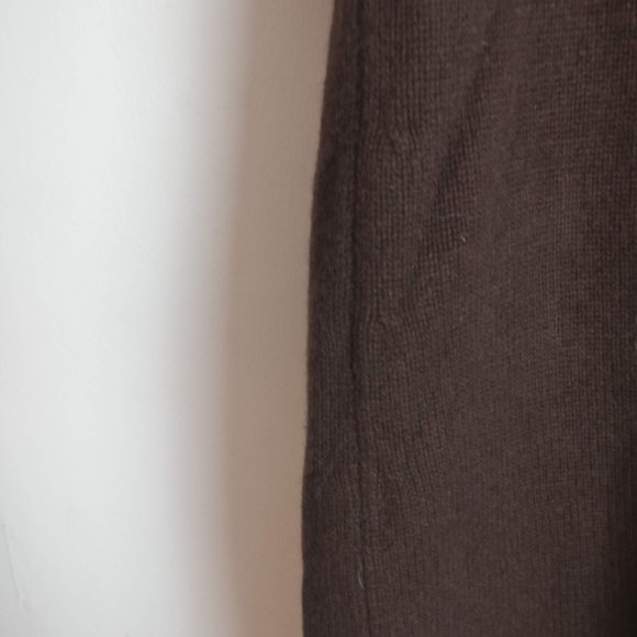 Chocolate BROWN Italian Cashmere Wool blend sweaterdress coatigan front button S - Picture 7 of 10